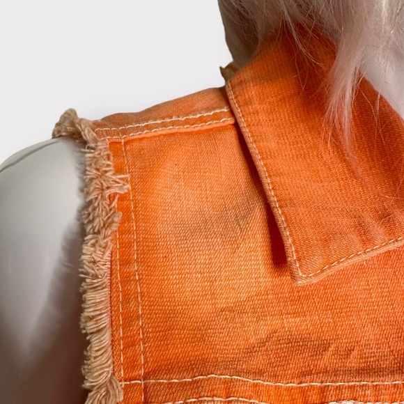 Vintage Y2K Escada Sport Two Piece Neon, orange, pant, vest, denim, set - Picture 7 of 9